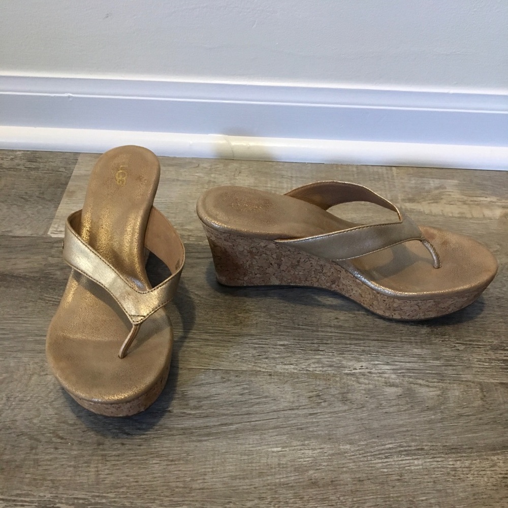 Ugg gold wedge sandals size 8